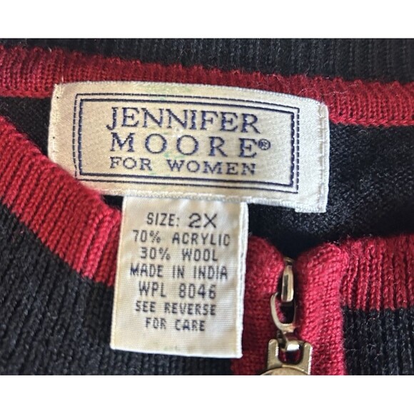 Jennifer Moore Women 2X Vintage Wool Blend Mock Neck 1/4 Zip Black Sweater - Picture 7 of 7